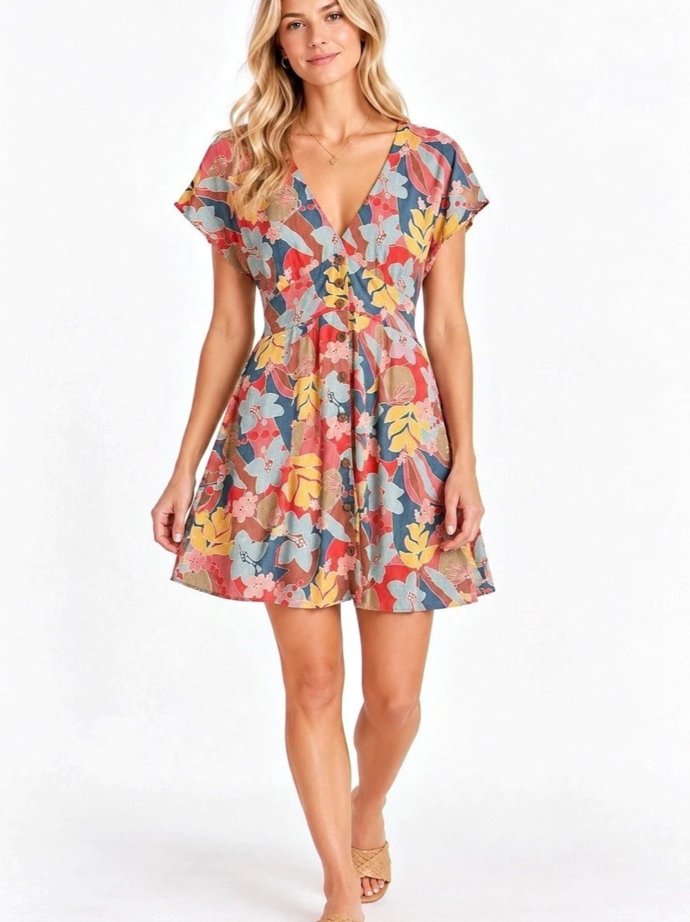 Marine Layer Camila Floral Hemp Tencel Mini Dress Size M floral